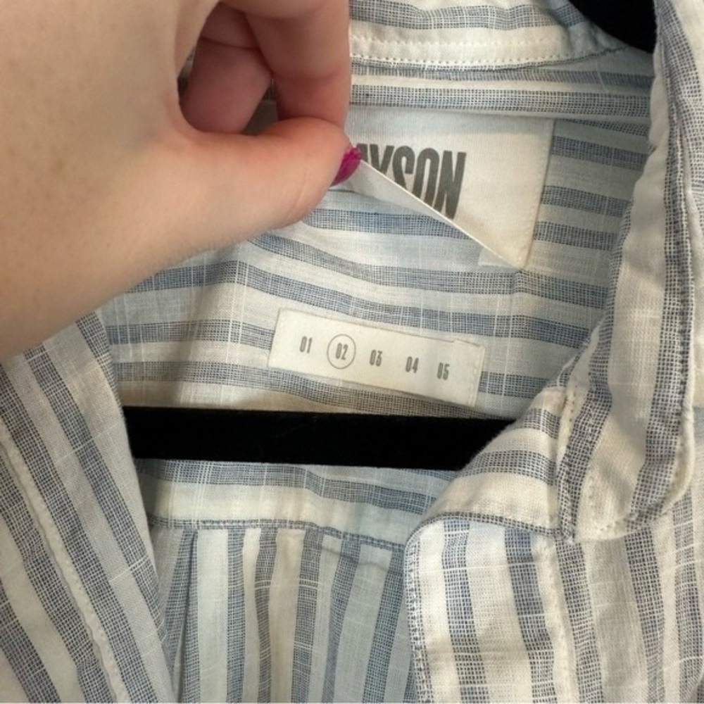 Gray Striped Button-Up Shirt - image 3